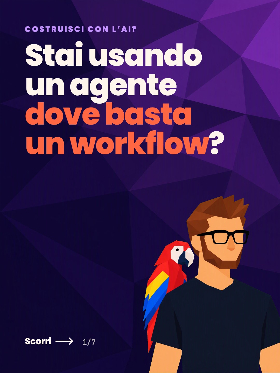 Slide 1 di 7 del post «Workflow o agente: la differenza è chi controlla il flusso»