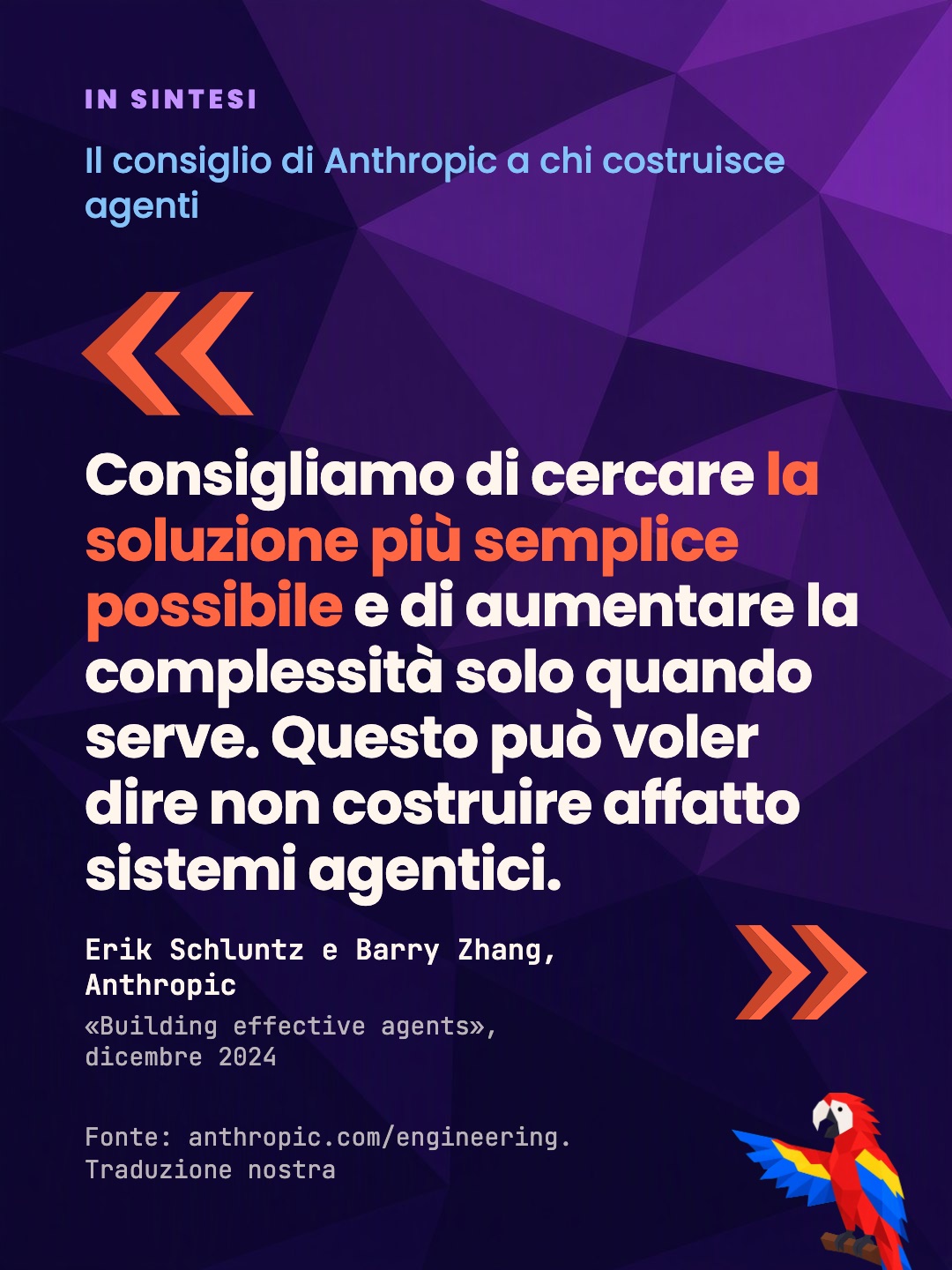 Slide 7 di 7 del post «Workflow o agente: la differenza è chi controlla il flusso»